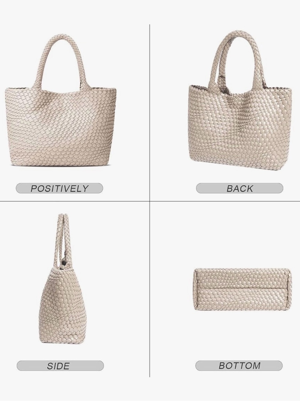 Woven Tote Bag in Beige - Classic Women's Carryall